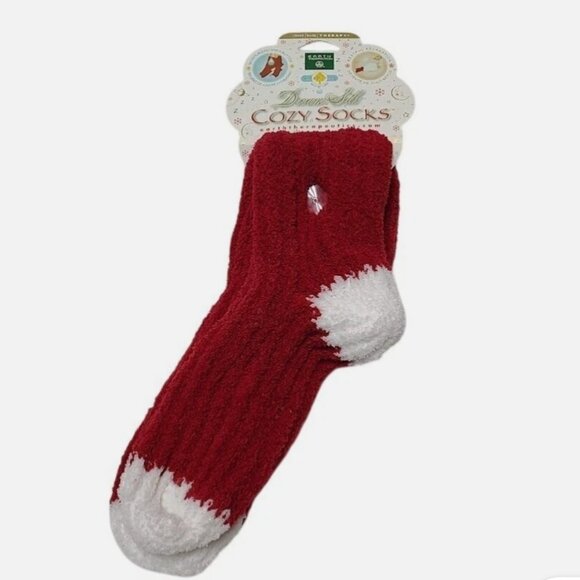 EARTH THERAPEUTICS DREAM SILK SHEA BUTTER MOISTURE COZY SOCKS-SANTA STYLE- OSFM - Picture 4 of 8